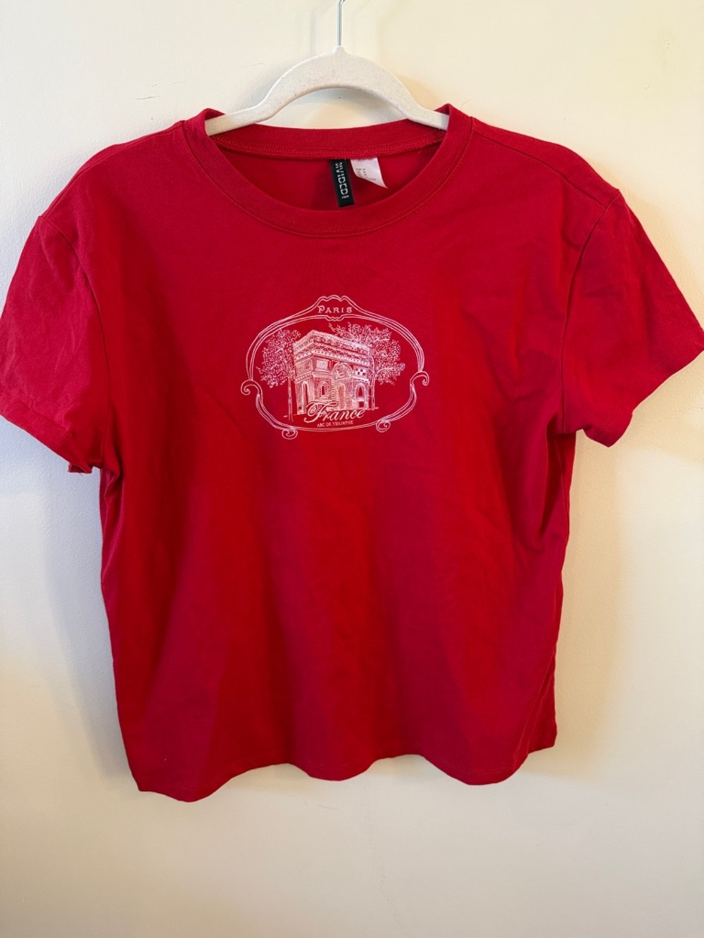 H&M Red Short Sleeve Tee with White Chest Graphic
